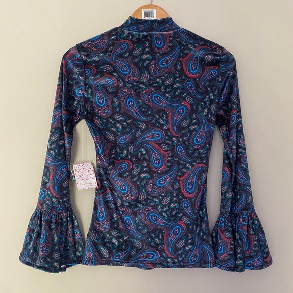 NWT WE THE FREE Black Multicolour Paisley L’amour Velour Top - Picture 5 of 15